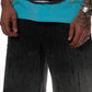 Close-up of Vicious Black Denim Shorts featuring sparkling rhinestone details and distressed style