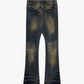 Valabasas "Fax" Yellow Vintage Blue Washed Stacked Denim Jeans