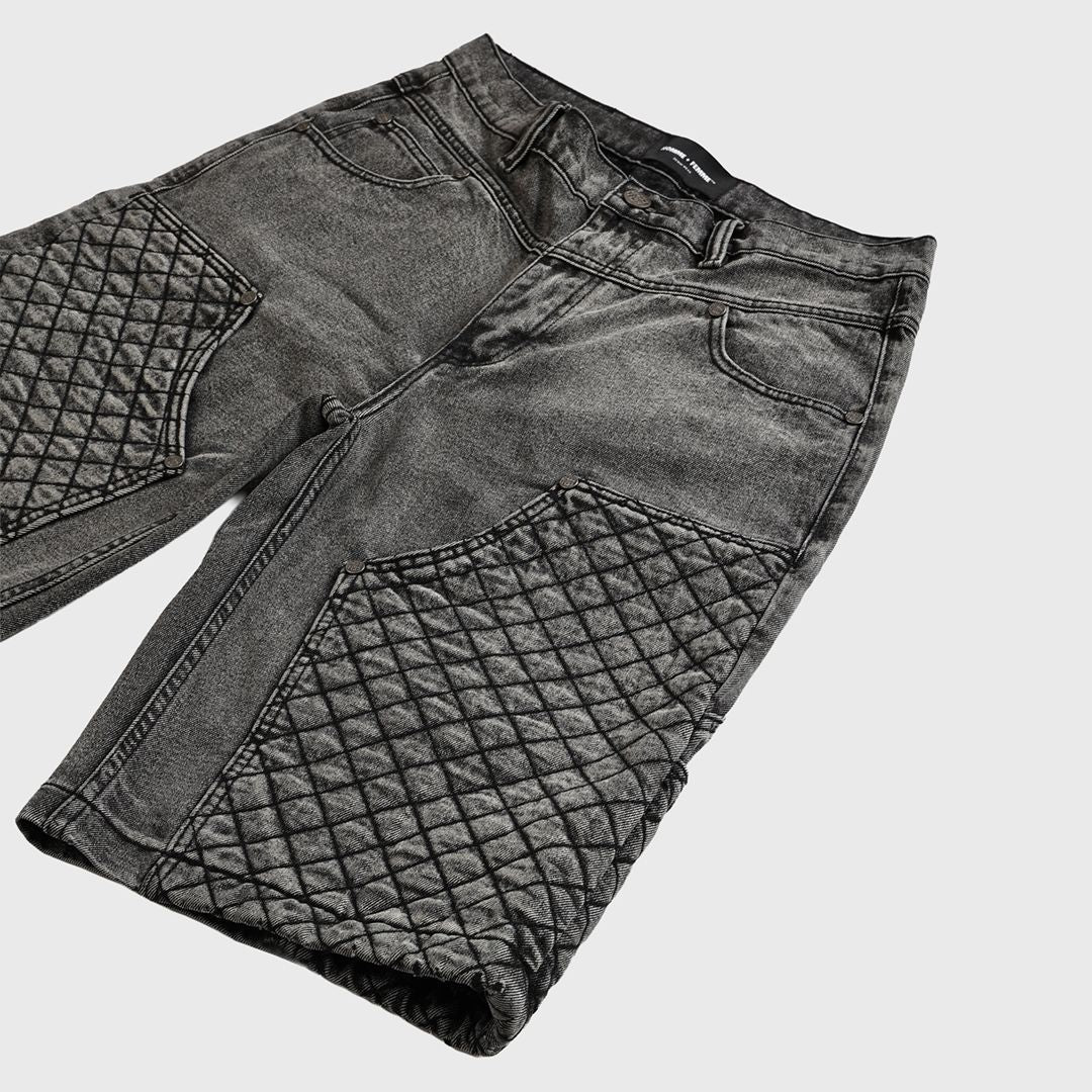 Homme + Femme "Atelier" Quilted Denim Shorts - Black