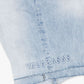 Bright light blue wash denim shorts labeled Mr Shorts from Valabasas, stylish casual men's summer wear with distressed details and comfortable fit