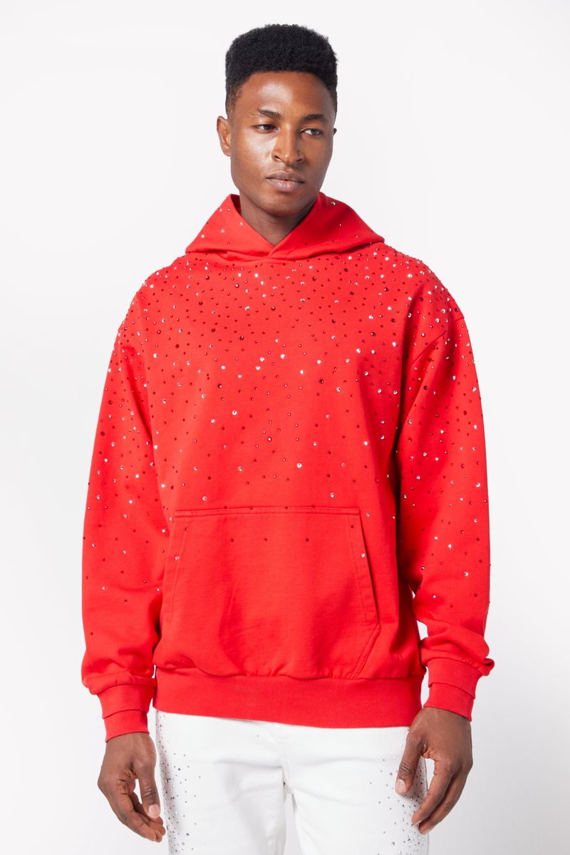 Beautiful Guapi Blood Red Embellished Hoodie with intricate detailing and comfortable fit