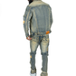 Back view of Makobi Moreli Dirt Denim Jeans displaying logo patch and reinforced seams