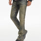 Valabasas "Ion - 33" Inseam" Vintage Wash Waxed Stacked Denim Jeans