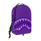 Vibrant purple Shark Sharks In Paris design on Sprayground backpack with spacious dimensions