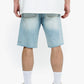 Valabasas Mr Shorts light blue wash denim shorts styled with casual t-shirt for a relaxed summer look