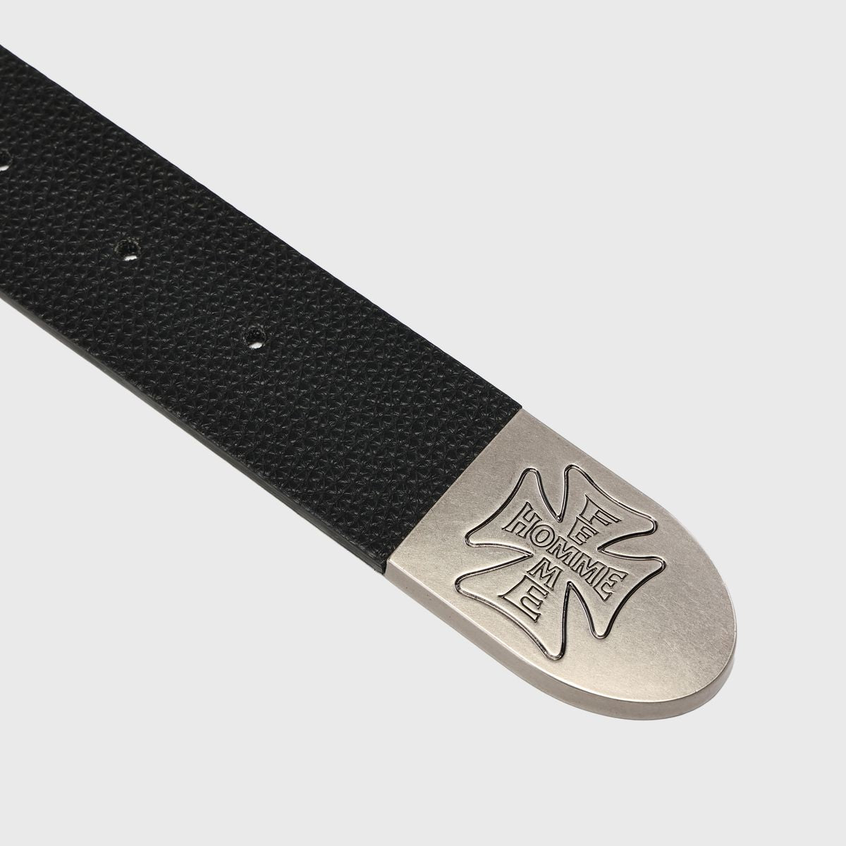 Homme + Femme "Iron Crest Patch" Belt - Black/Black