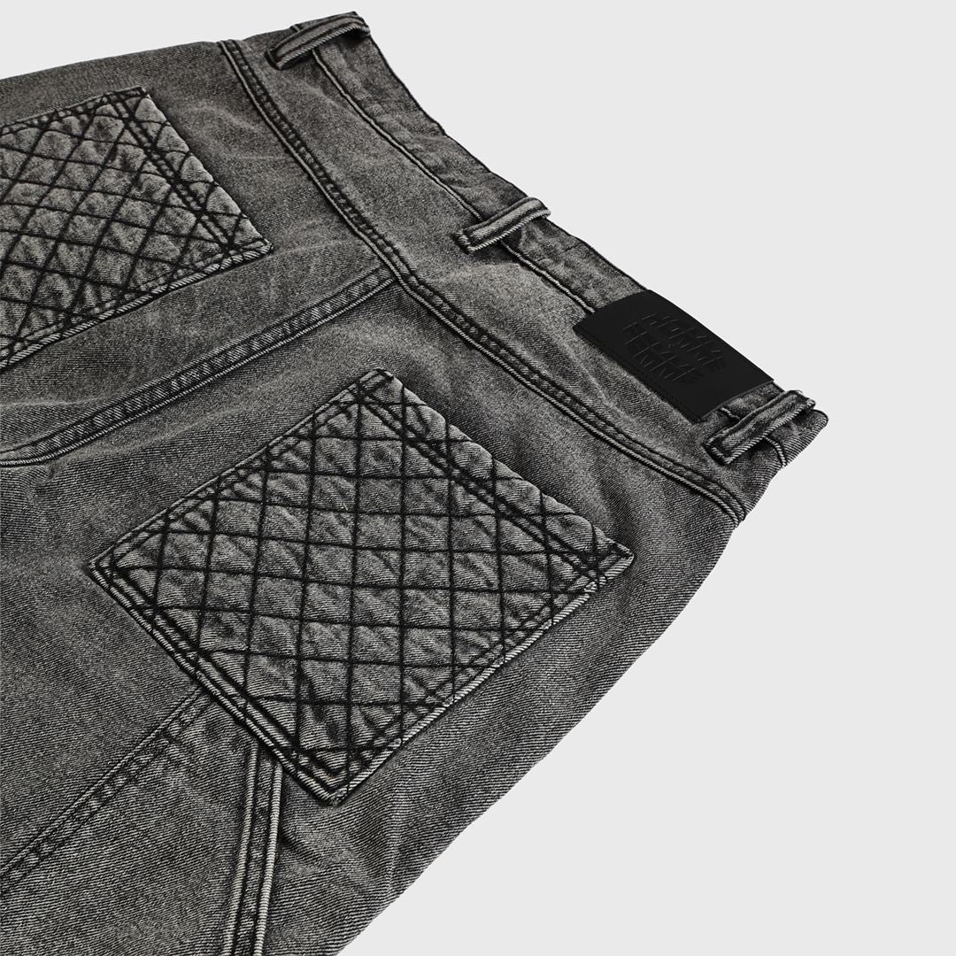 Homme + Femme "Atelier" Quilted Denim Shorts - Black