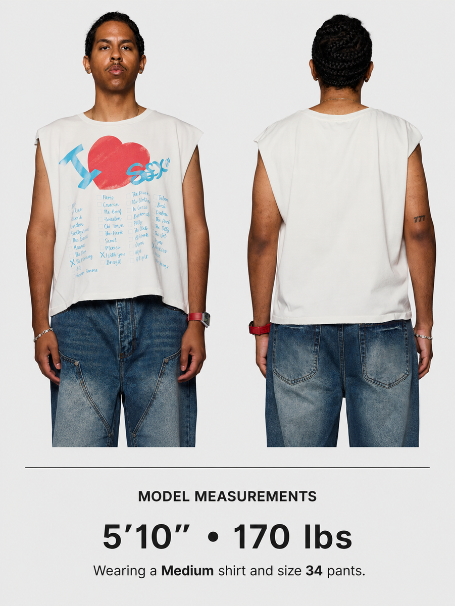 Homme + Femme "The List" Cutoff Tee - White