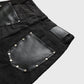 Homme + Femme "Arsenal" Studded Denim Shorts - Black