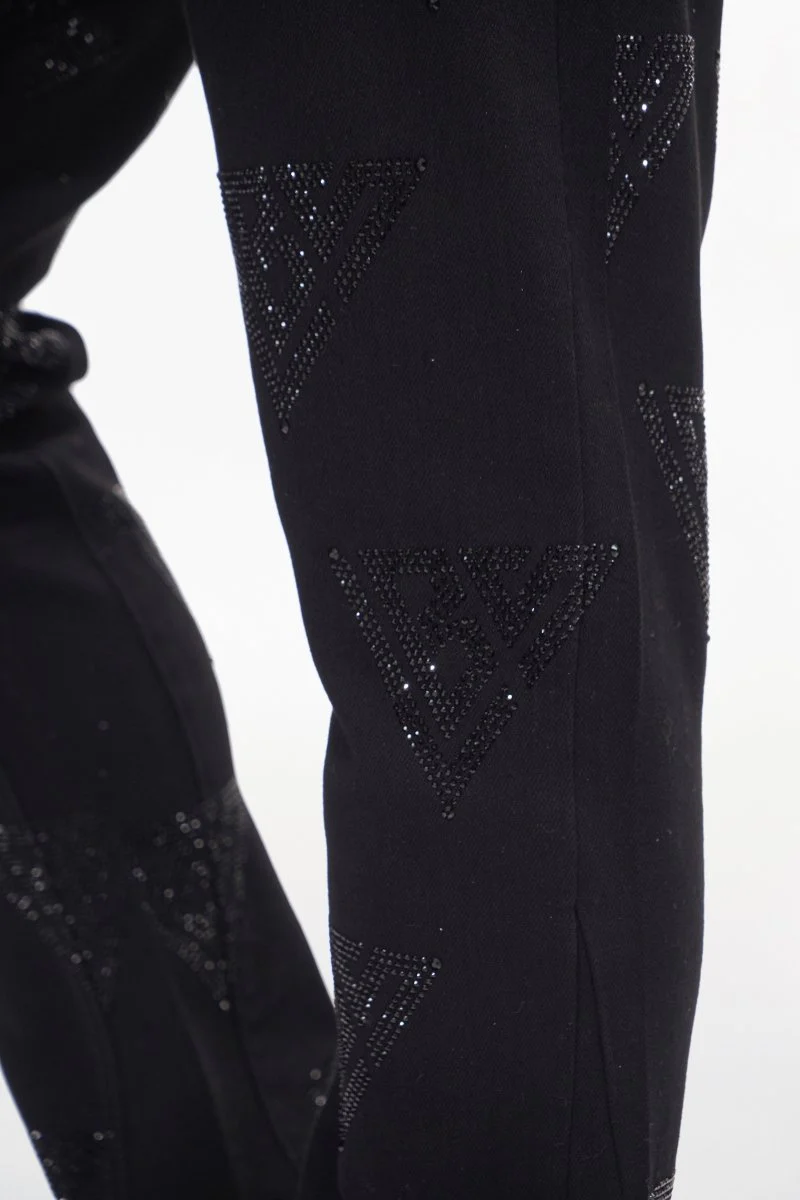 Valabasas "Show" Jet Black Stacked Flare Denim Jeans
