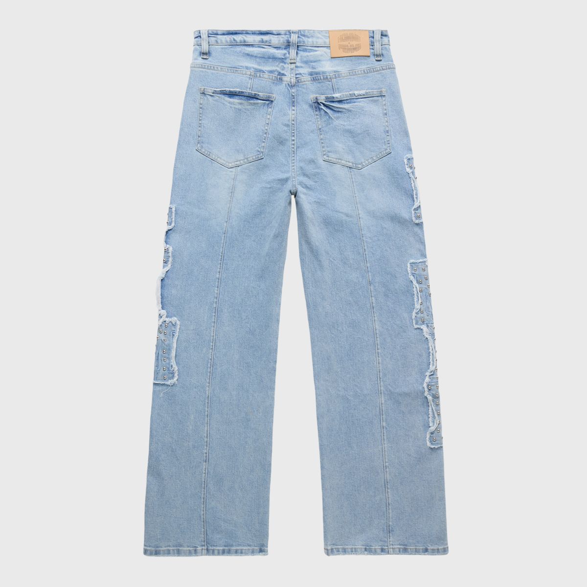 Homme + Femme "Superstar" Studded Denim Jeans - Blue