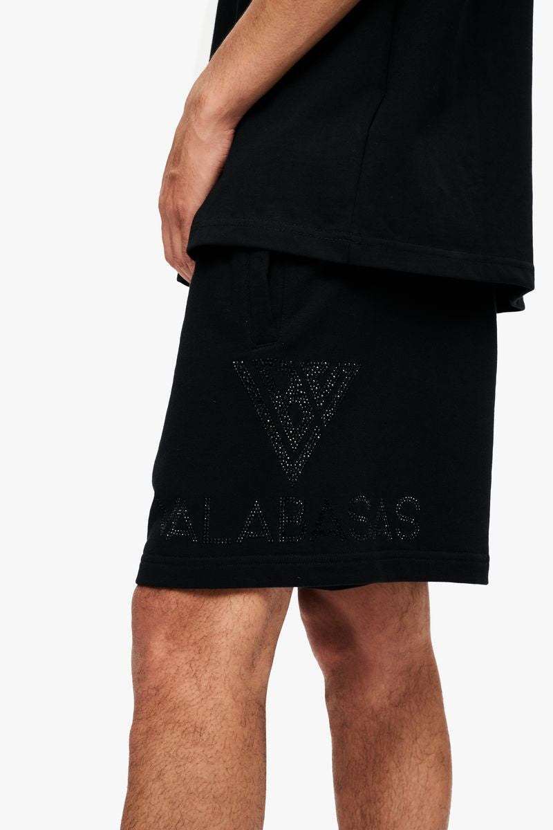 Black fleece shorts from Valabasas Dunya collection, model VLBS-VSH2-1014, in sleek black color