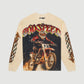 Striking Godspeed Full Throttle Long Sleeve in Bone with detailed artwork and stone embellishments