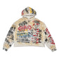 Ecru-colored Rare Peace hoodie with all-over rhinestone embellishments and casual pullover style