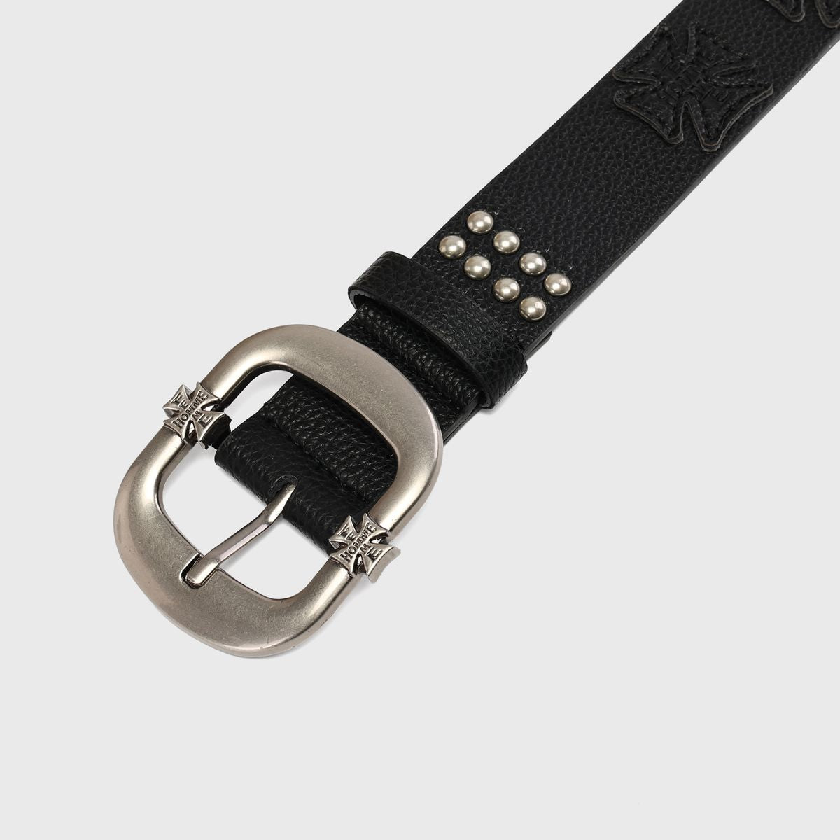 Homme + Femme "Iron Crest Patch" Belt - Black/Black