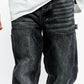 Full-length side profile of Valabasas Mr Straight Grey Denim Jeans emphasizing the straight leg cut