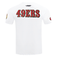 Front view of the Pro Standard San Francisco 49ers City Ransom T-shirt in white with team graphics