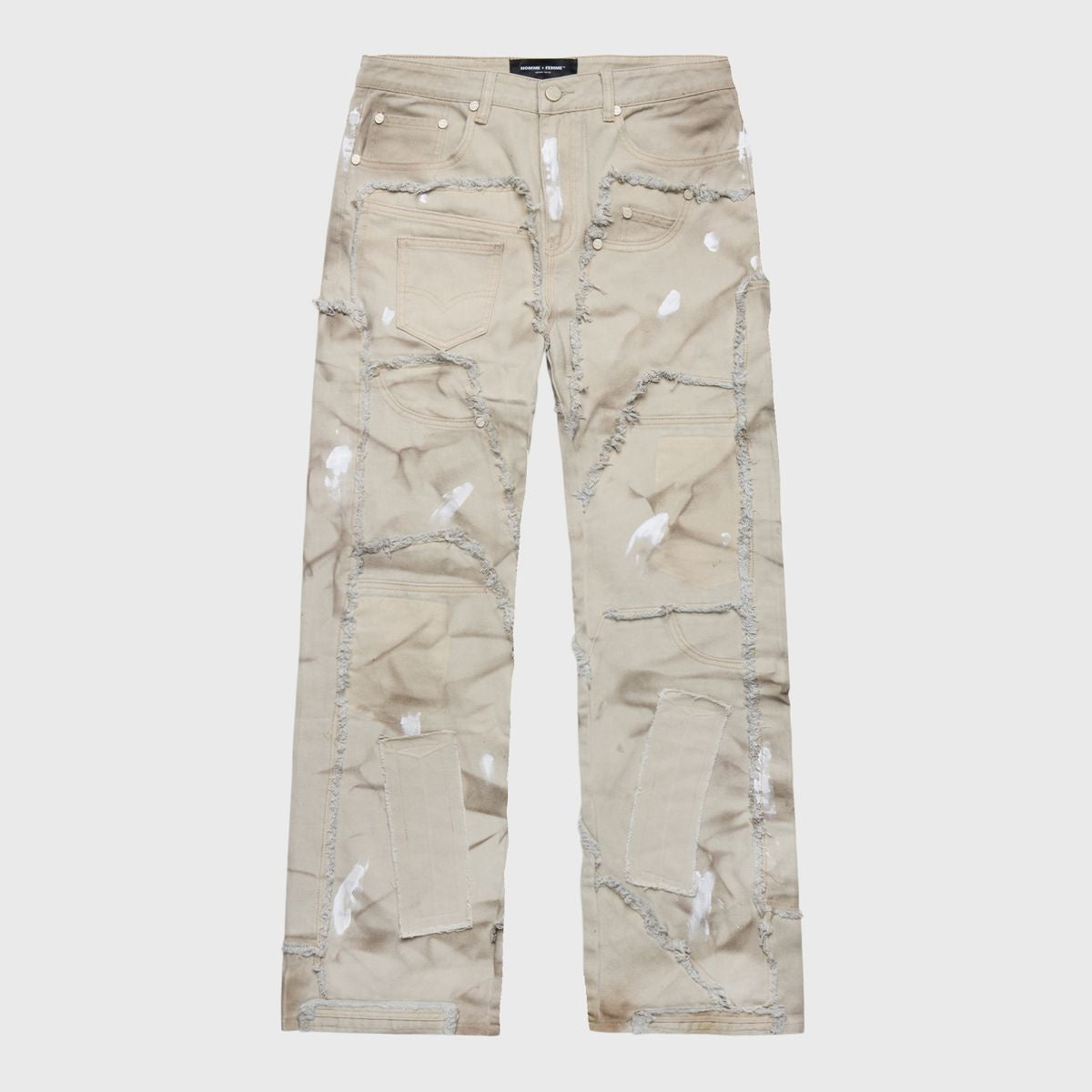 Homme + Femme "Reconstructed" Denim Jeans - Sand