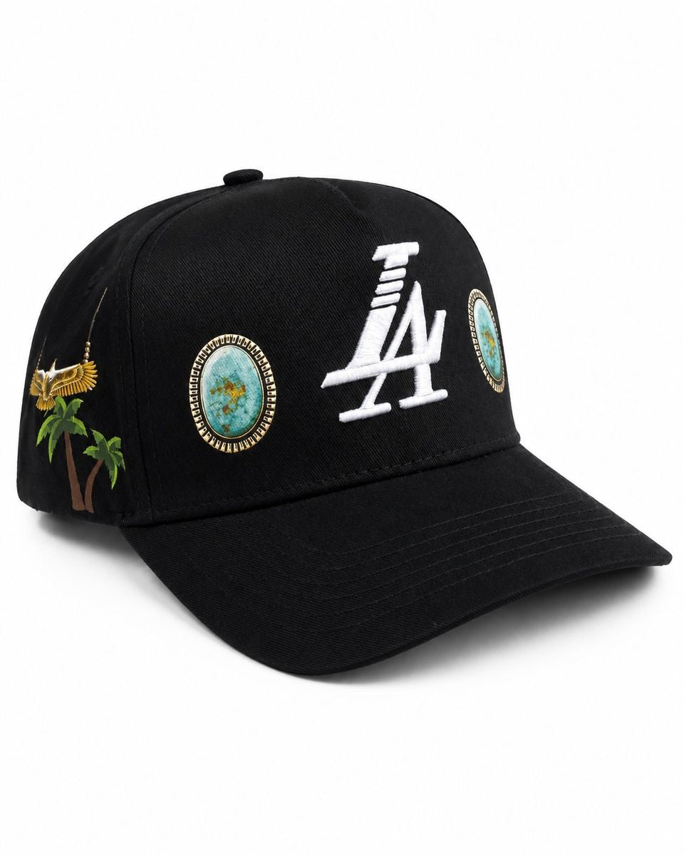 Reference "Paradise LA Gem Print" Snapback Hat - Black (REF877)