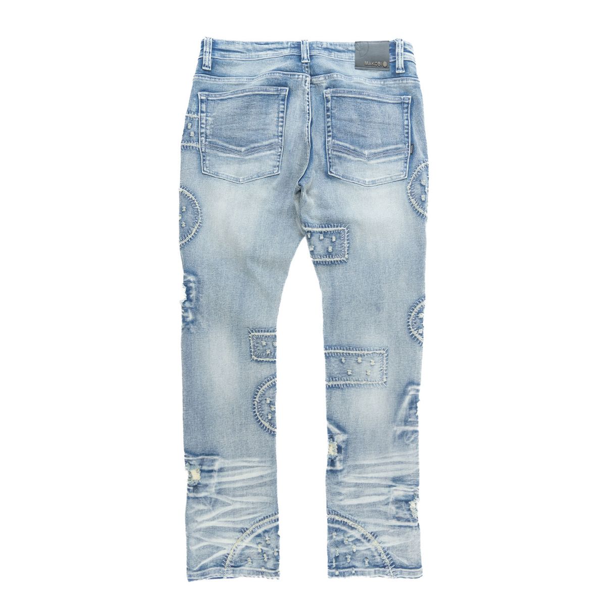 Stylish Makobi Mancini Light Wash Jeans with distressing