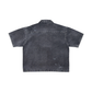 Rare Peace "Logo" Rhinestone Washed Black Zip Down Shirt (RJ6061)