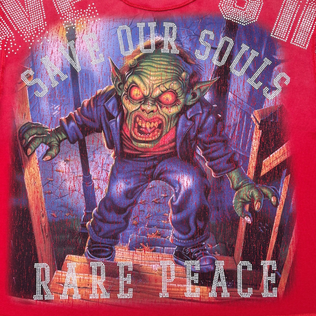 Rare Peace "S.O.S. Goblin" Rhinestone Red Tee