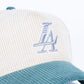 Reference "Paradise LA" Corduroy Snapback Hat - Cream/Blue/Silver (REF803)