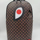 Sprayground One Eye Brown Check Backpack with 18x115x65 inch dimensions and durable PVC material