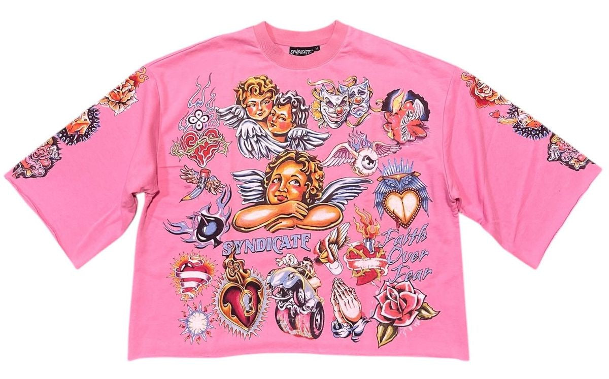 Pink Syndicate Faith Crop Tee featuring a stylish design and comfortable fit