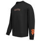 Close-up of the black San Francisco Giants Wingspan Crewneck with textured fabric and team emblem