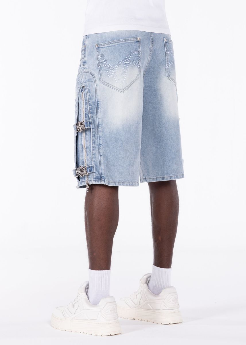 Guapi Aqua Blue Cross Buckle Shorts