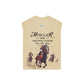 Lifestyle image featuring the PURE Monclair Horses Cream Sleeveless Tee styled with casual accessories
