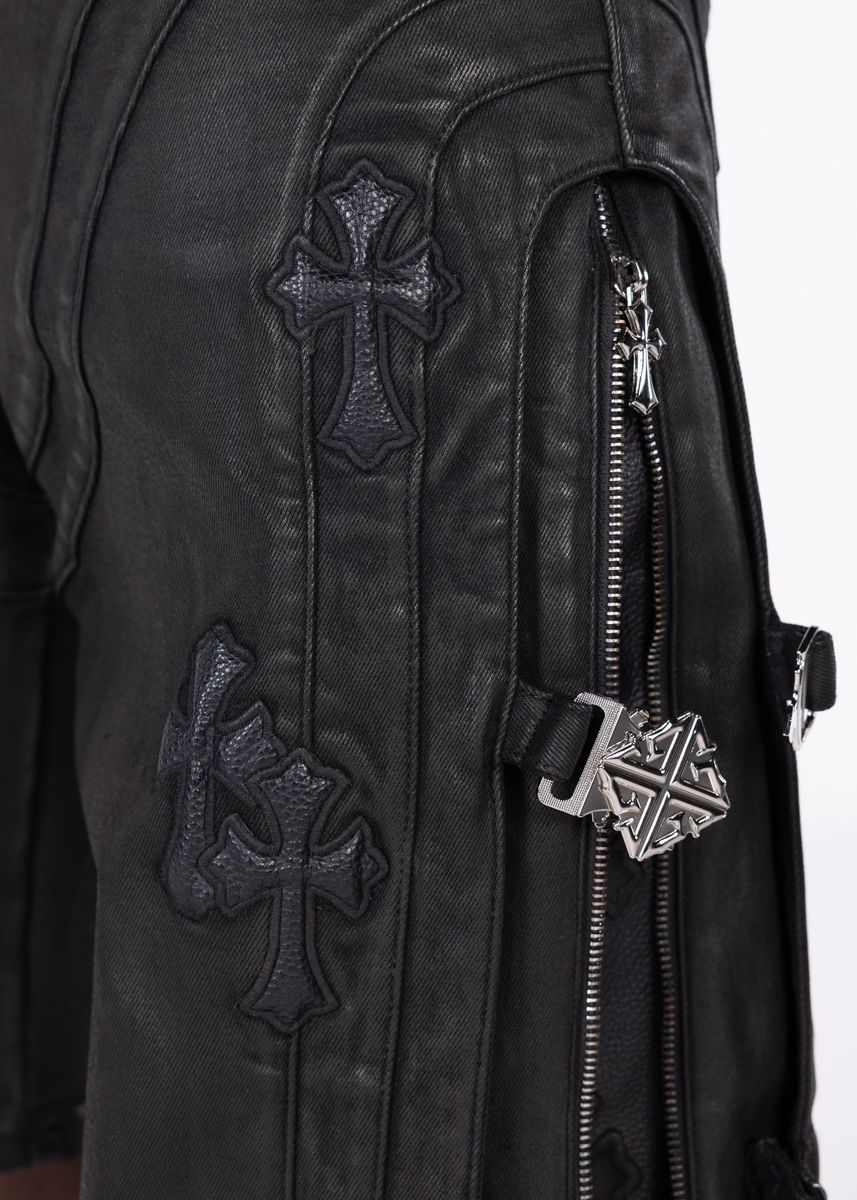 Guapi All Black Cross Buckle Shorts