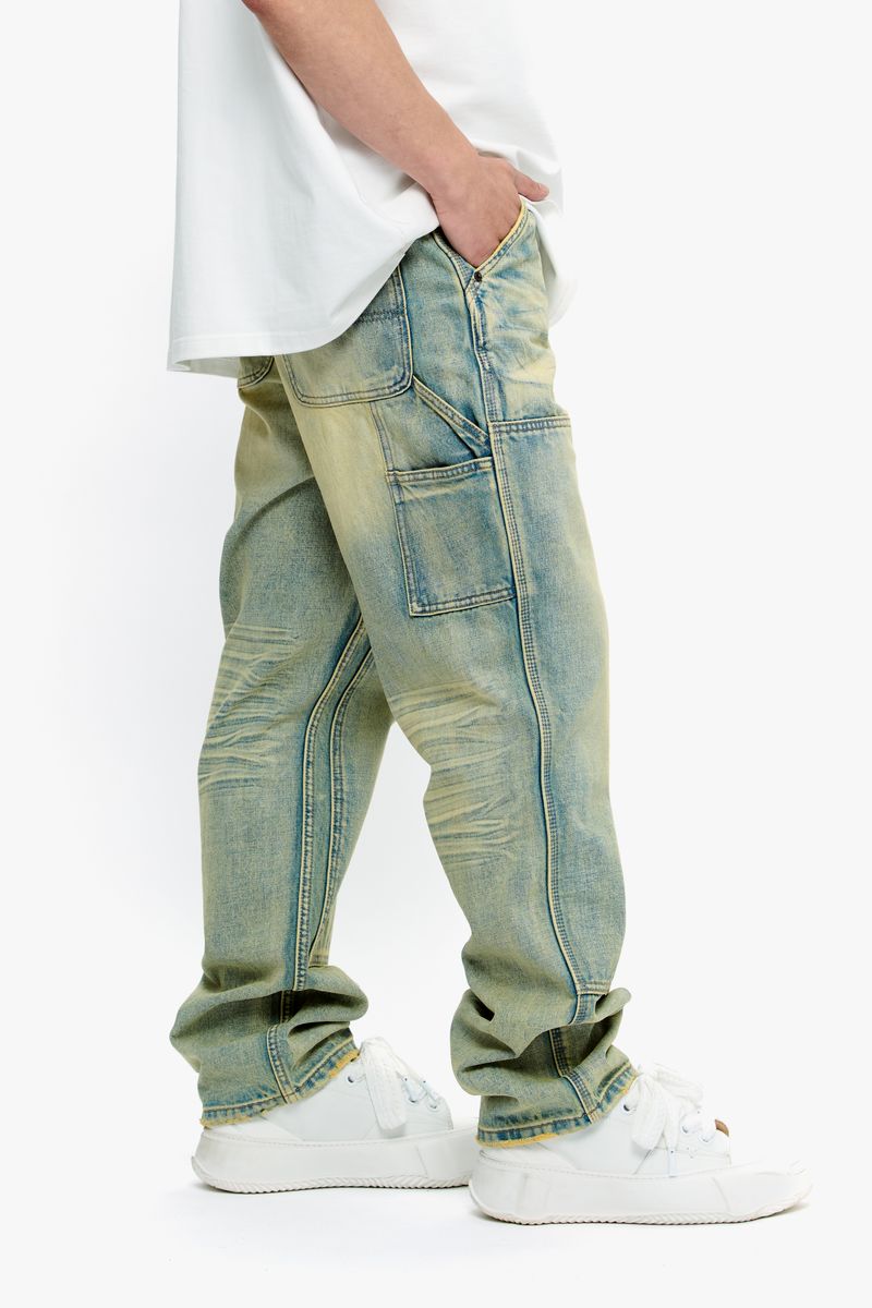 Lower leg section of Valabasas Mr Straight jeans illustrating the straight cut and vintage style