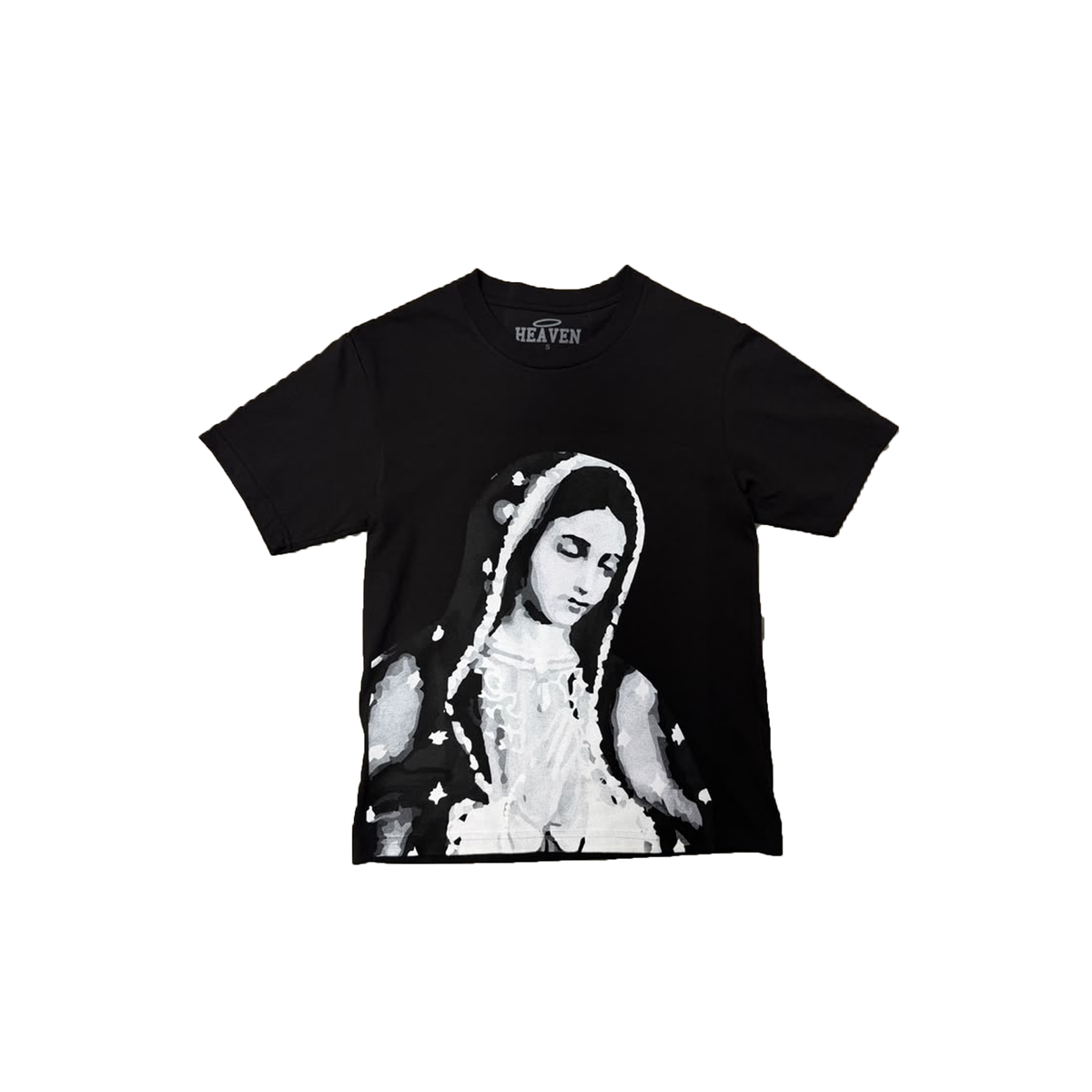 Heaven Virgen De Guadalupe/Arc Logo Tee  - Black/Cream