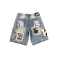 Mixed Emotion "AI" Light Blue Denim Shorts