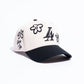 Reference "Paradise LA Drawn Flowers" Snapback Hat - Cream/Black (REF881)