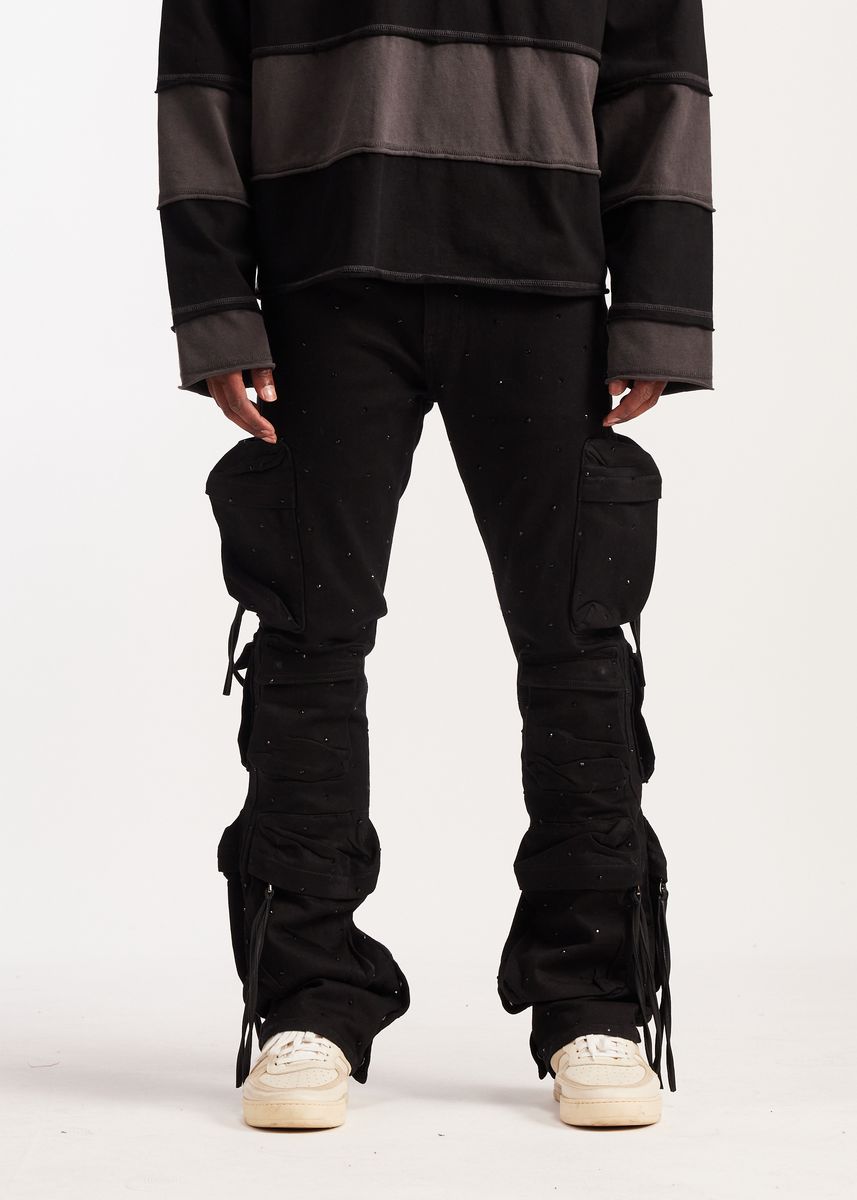 Embellish Icey Black Hawk Cargo Denim Jeans (EMB-S26-26)