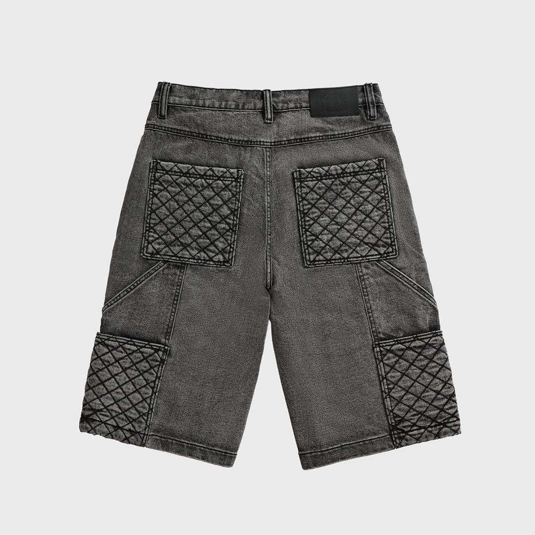 Homme + Femme "Atelier" Quilted Denim Shorts - Black