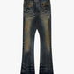 Valabasas "Fax" Yellow Vintage Blue Washed Stacked Denim Jeans