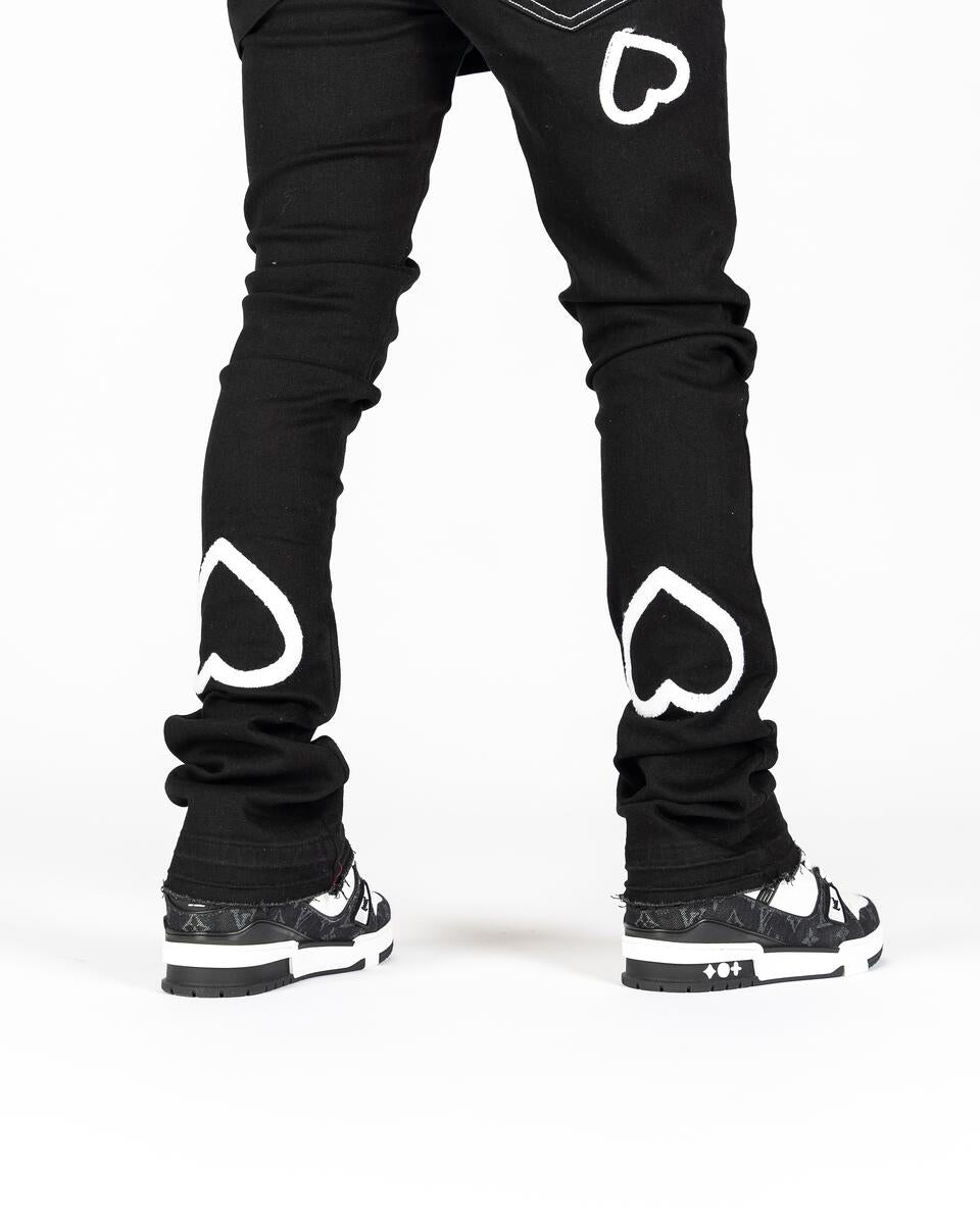 PHEELINGS Luminous Love denim in jet black with elegant flare stack