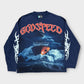 Rugged navy long sleeve T-shirt featuring a detailed maritime artwork and crown embellishments