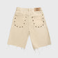 Homme + Femme "Arsenal" Studded Denim Shorts - Cream