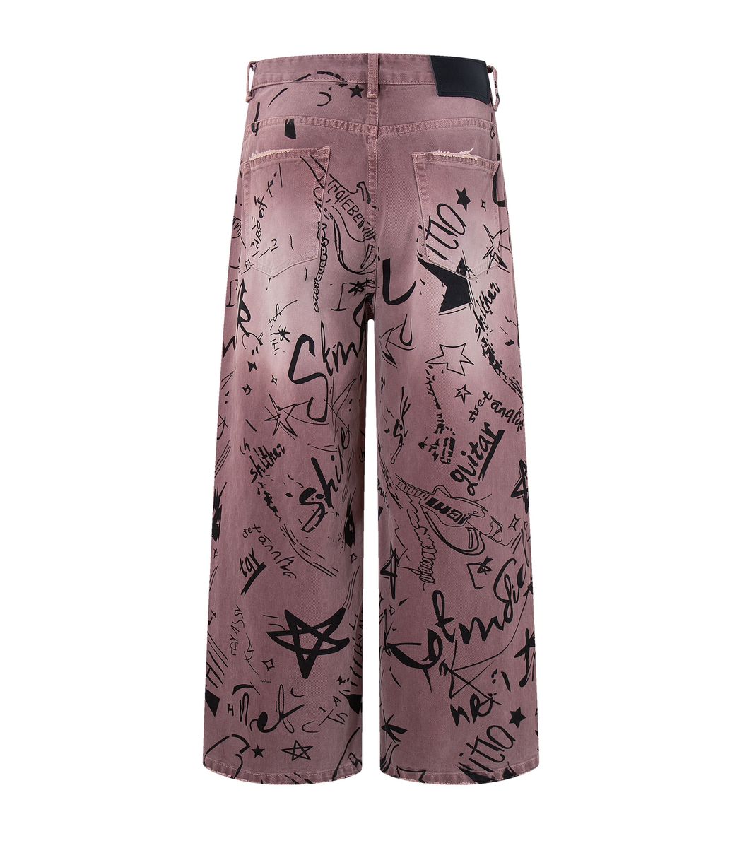 Undeveloped Graffiti Maroon Denim Jeans