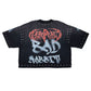 Front view of the Rare Peace RP Skull rhinestone black tee showcasing detailed skull artwork and high-quality fabric