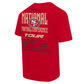 Right side of the men's red San Francisco 49ers T-shirt displaying the quality fabric and stitching
