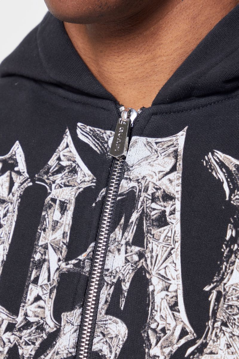 Black Guapi Chained Zip Hoodie with comfortable fabric and stylish design