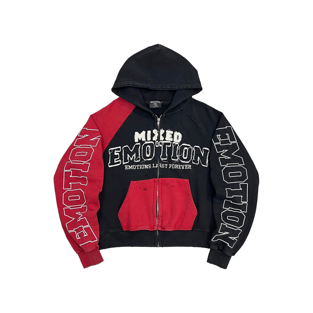 Mixed Emotion "Split Decision" Black/Red Zip Up Hoodie