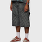 Homme + Femme "Atelier" Quilted Denim Shorts - Black