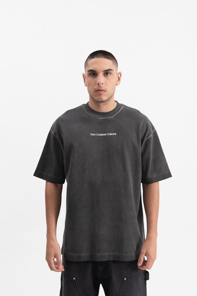 Black oversized cotton T-shirt from PURE Knockout Fight collection, front view